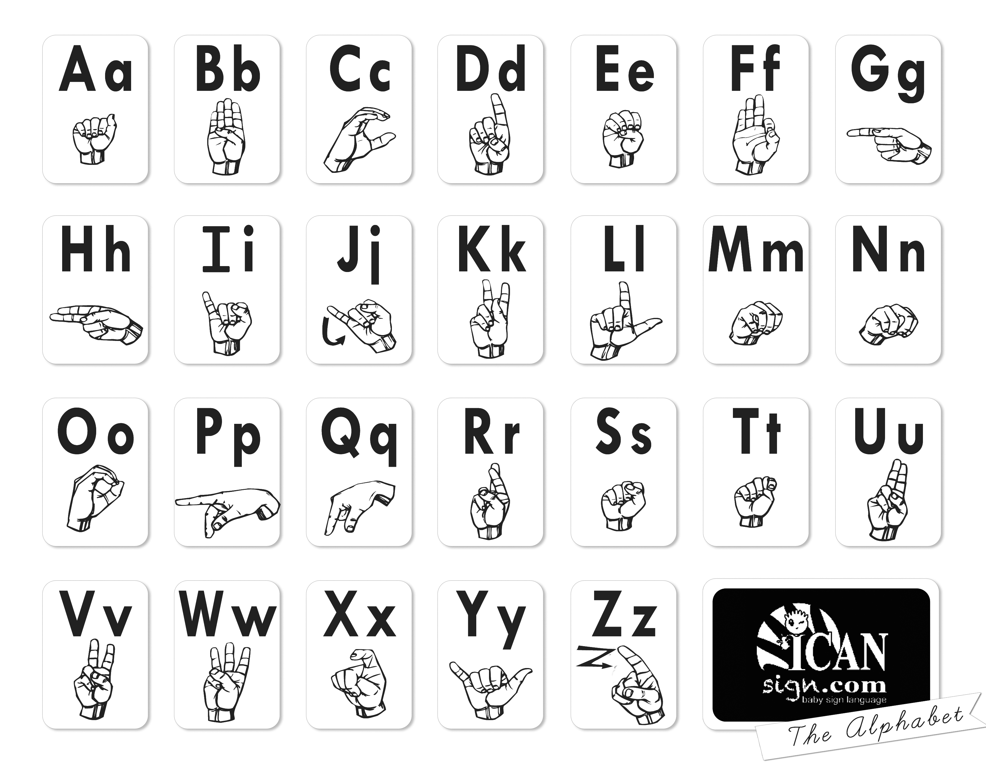 ASL Alphabet Chart and ASL Alphabet Flashcards Baby Sign Language